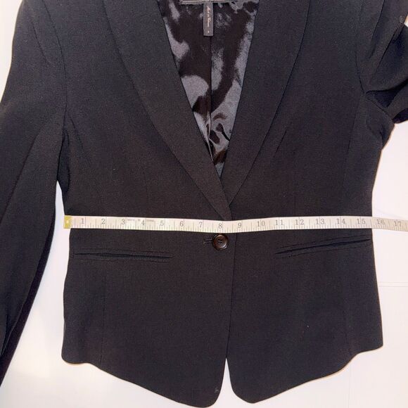 BCBGMaxazria Blazer Jacket Black Long Sleeve Button Front Career Workwear sz S - Picture 7 of 10